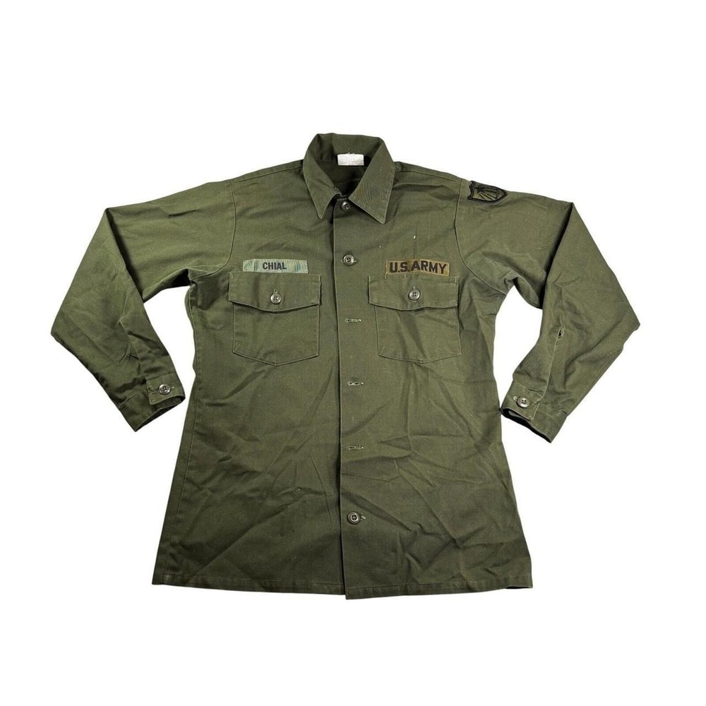 Vintage US Army OG-507 Utility Shirt Olive Drab Military Field Jacket Medium